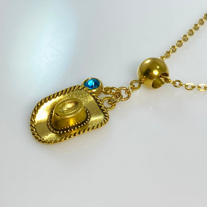 Cowgirl Hat & Birthstone Charm